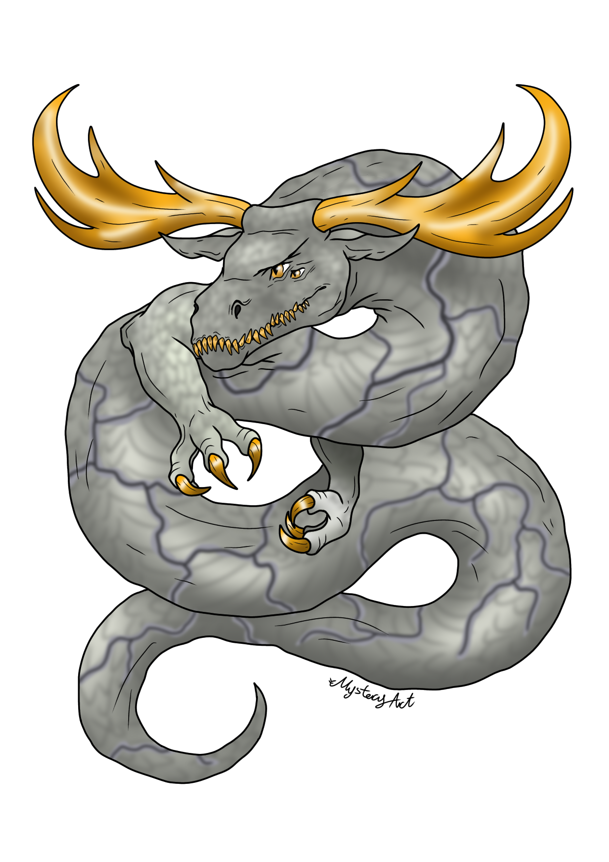 Gold Antler Lindworm Dragon