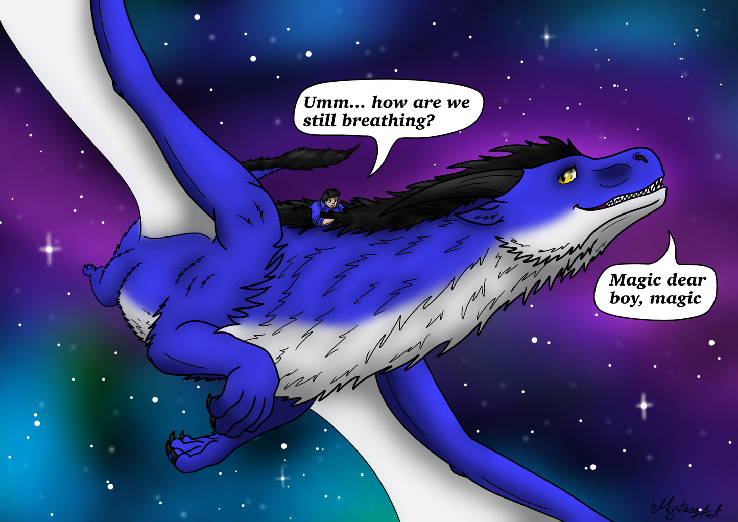 Space travel upon a Dragons back